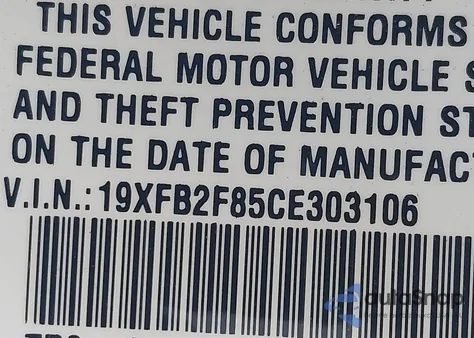 2012 Honda Civic Ex z USA, uszkodzony, nr VIN 19XFB2F85CE303106